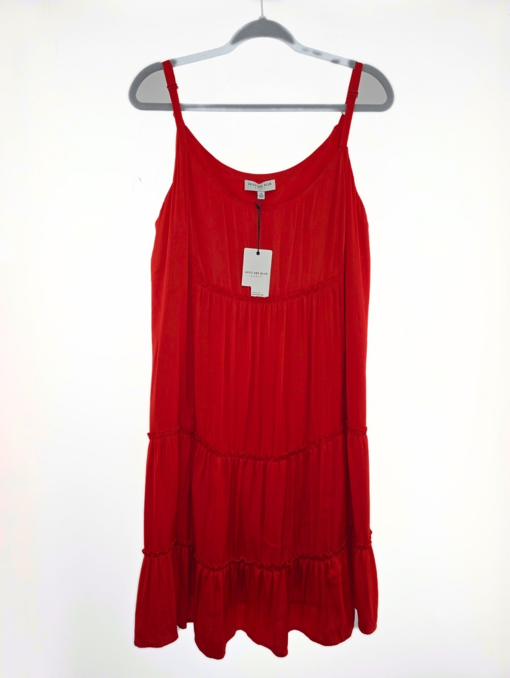 Skies Are Blue Coral Red Tiered Cami Dress Size 1X NWT (See Bundle Deal!)